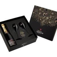 Buy & Send Lanson Black Label & Branded Black Flutes Coffret set, NV, 75cl